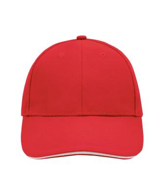 Unisex 6 Panel Sandwich Cap Rood/wit 7590