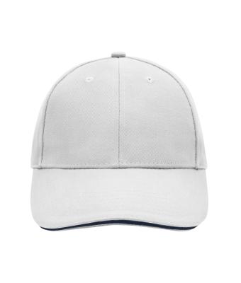Unisex 6 Panel Sandwich Cap Wit/navy 7590