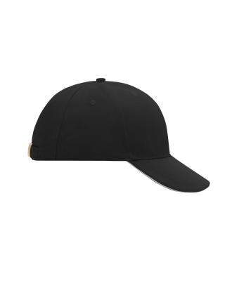 Unisex 6 Panel Sandwich Cap Zwart/lichtgrijs 7590