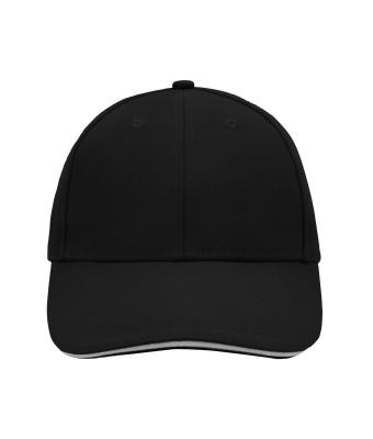 Unisex 6 Panel Sandwich Cap Zwart/lichtgrijs 7590