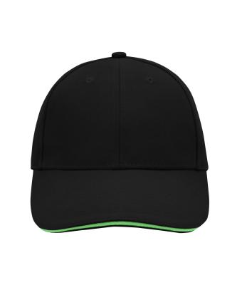 Unisex 6 Panel Sandwich Cap Zwart/lime 7590