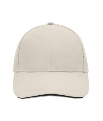 Unisex 6 Panel Sandwich Cap Lichtgrijs/zwart 7590