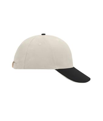 Unisex 6 Panel Sandwich Cap Lichtgrijs/zwart/lichtgrijs 7590