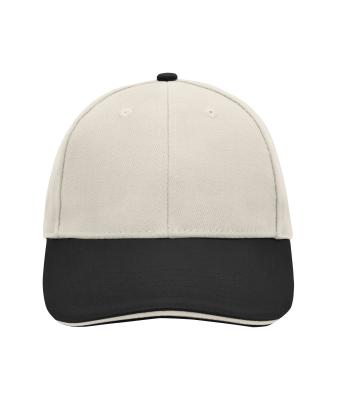 Unisex 6 Panel Sandwich Cap Lichtgrijs/zwart/lichtgrijs 7590