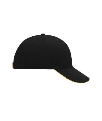 Unisex 6 Panel Sandwich Cap Zwart/geel 7590