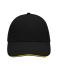 Unisex 6 Panel Sandwich Cap Zwart/geel 7590