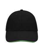 Unisexe Casquette sandwich 6 panneaux coton brossé lourd Noir/vert-citron 7590