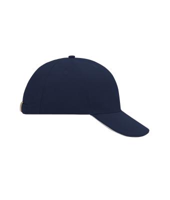 Unisexe Casquette sandwich 6 panneaux coton brossé lourd Marine/blanc 7590