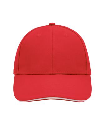 Unisexe Casquette sandwich 6 panneaux coton brossé lourd Rouge/blanc 7590