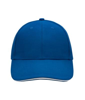 Unisexe Casquette sandwich 6 panneaux coton brossé lourd Royal/blanc 7590