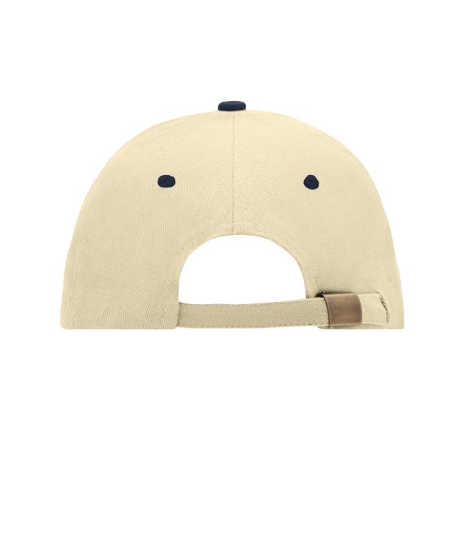 Unisexe Casquette sandwich 6 panneaux coton brossé lourd Beige/marine/beige 7590