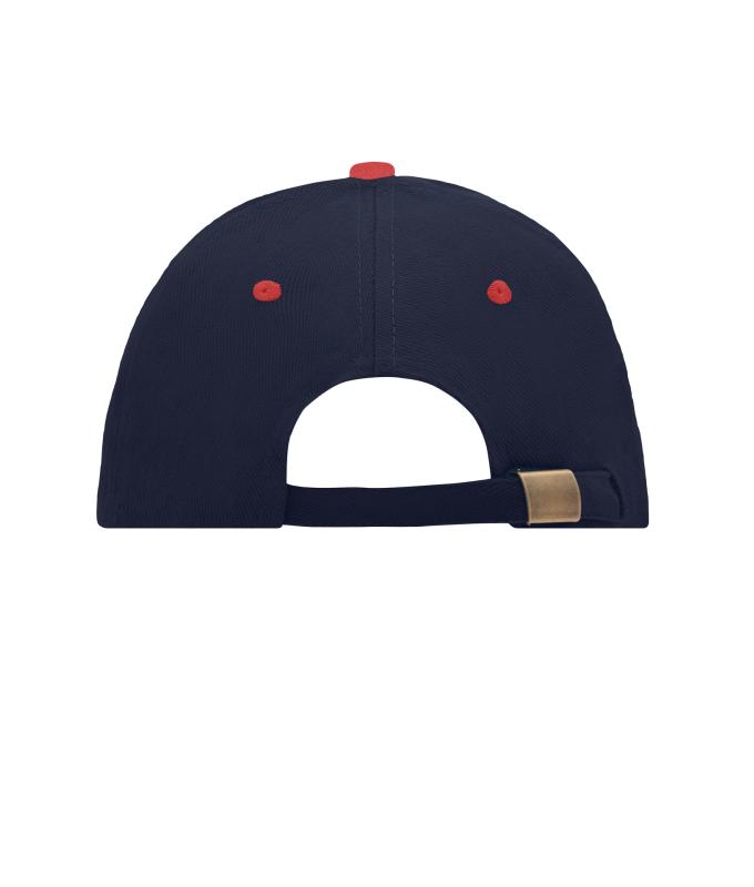 Unisexe Casquette sandwich 6 panneaux coton brossé lourd Marine/rouge/marine 7590