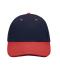 Unisexe Casquette sandwich 6 panneaux coton brossé lourd Marine/rouge/marine 7590