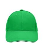 Unisexe Casquette sandwich 6 panneaux coton brossé lourd Vert-fougère/blanc 7590