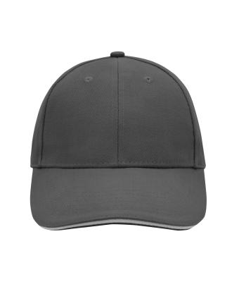 Unisexe Casquette sandwich 6 panneaux coton brossé lourd Graphite/gris clair 7590