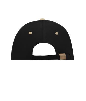 Unisexe Casquette sandwich 6 panneaux coton brossé lourd Noir/beige/noir 7590