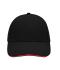 Unisexe Casquette sandwich 6 panneaux coton brossé lourd Noir/rouge 7590