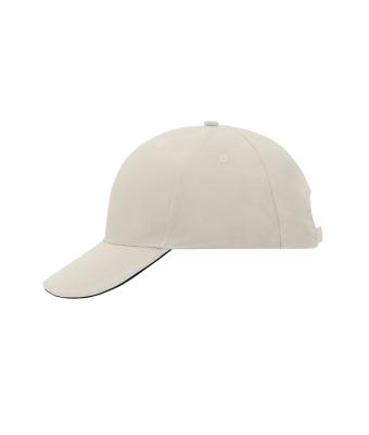 Unisexe Casquette sandwich 6 panneaux coton brossé lourd Gris-clair/noir 7590