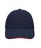 Unisexe Casquette sandwich 6 panneaux coton brossé lourd Marine/rouge 7590