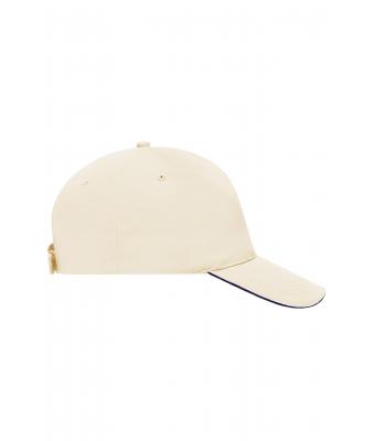 Unisex 5 Panel Sandwich Cap Naturel/navy 7593