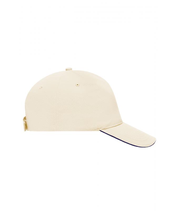Unisex 5 Panel Sandwich Cap Natural/navy 7593