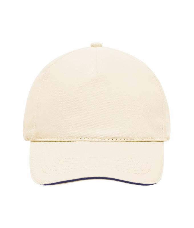 Unisex 5 Panel Sandwich Cap Natural/navy 7593