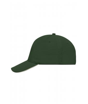 Unisex 5 Panel Sandwich Cap Donkergroen/naturel 7593