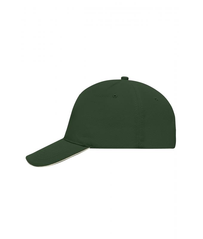 Unisex 5 Panel Sandwich Cap Donkergroen/naturel 7593