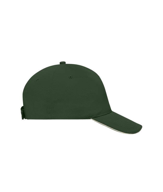 Unisex 5 Panel Sandwich Cap Donkergroen/naturel 7593