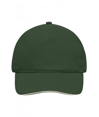 Unisex 5 Panel Sandwich Cap Donkergroen/naturel 7593