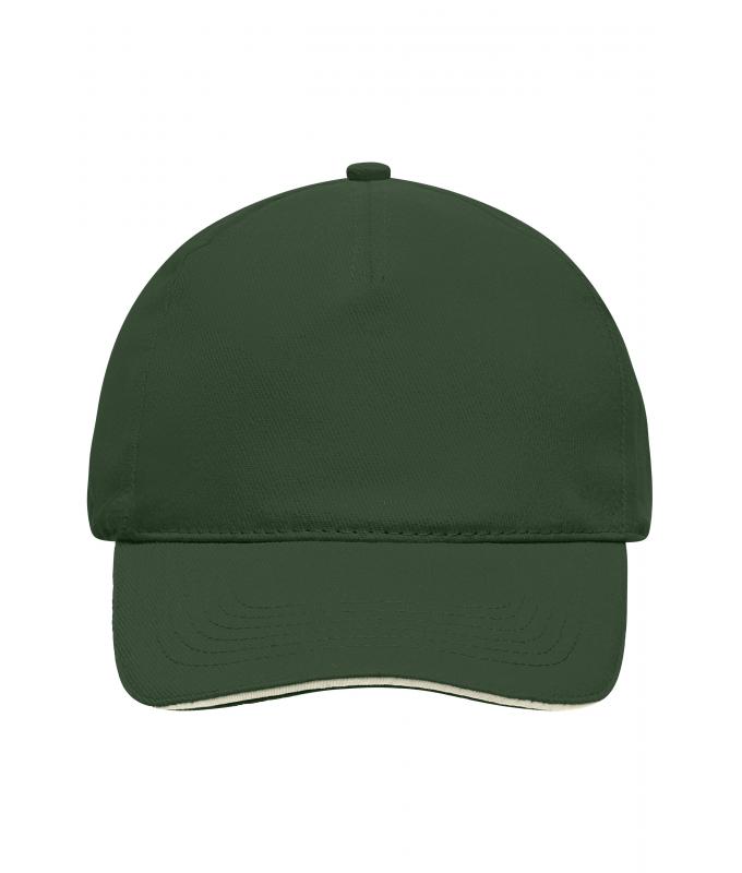 Unisex 5 Panel Sandwich Cap Donkergroen/naturel 7593