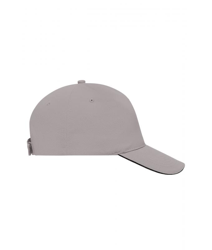 Unisex 5 Panel Sandwich Cap Light-grey/black 7593