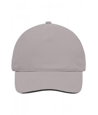 Unisex 5 Panel Sandwich Cap Light-grey/black 7593