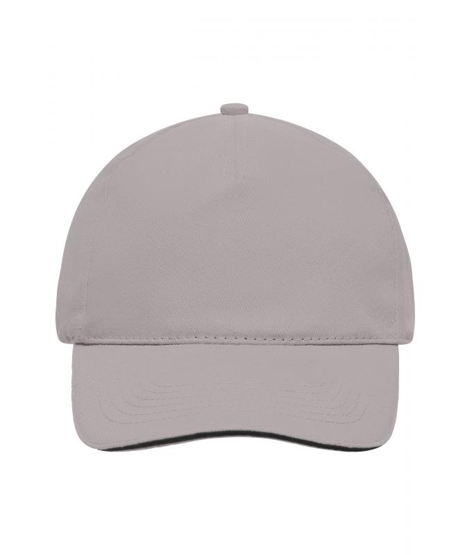 Unisex 5 Panel Sandwich Cap Light-grey/black 7593