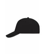 Unisex 5 Panel Sandwich Cap Black/white 7593
