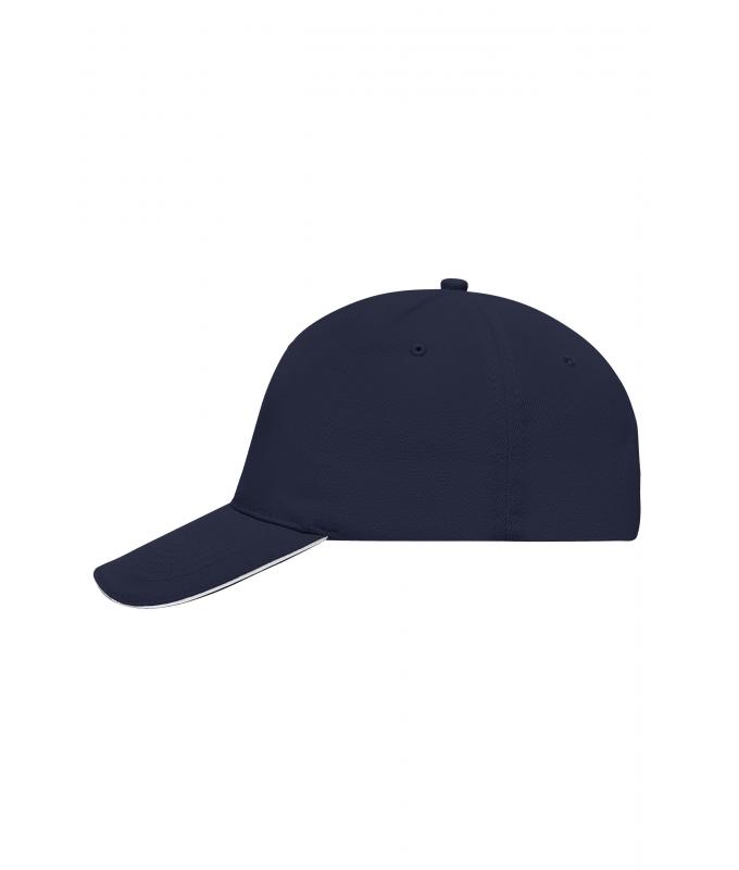 Unisex 5 Panel Sandwich Cap Navy/white 7593