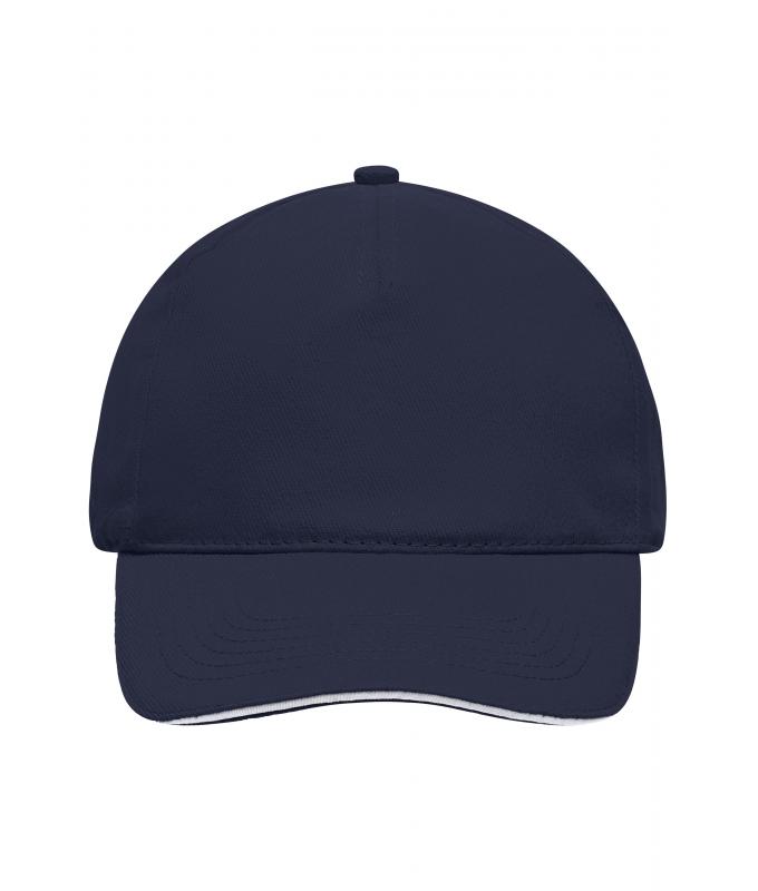 Unisex 5 Panel Sandwich Cap Navy/white 7593