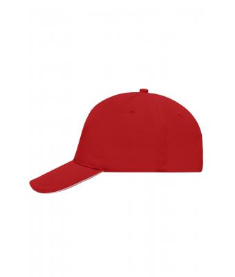 Unisex 5 Panel Sandwich Cap Red/white 7593