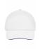 Unisex 5 Panel Sandwich Cap White/navy 7593