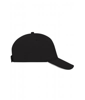 Unisex 5 Panel Sandwich Cap Black/white 7593