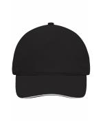 Unisex 5 Panel Sandwich Cap Zwart/wit 7593