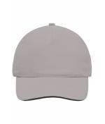 Unisex 5 Panel Sandwich Cap Lichtgrijs/zwart 7593