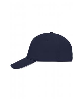 Unisex 5 Panel Sandwich Cap Navy/wit 7593