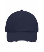 Unisex 5 Panel Sandwich Cap Navy/wit 7593
