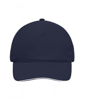 Unisex 5 Panel Sandwich Cap Navy/wit 7593