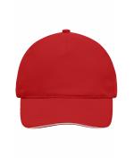 Unisex 5 Panel Sandwich Cap Rood/wit 7593