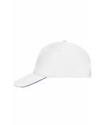 Unisex 5 Panel Sandwich Cap Wit/navy 7593