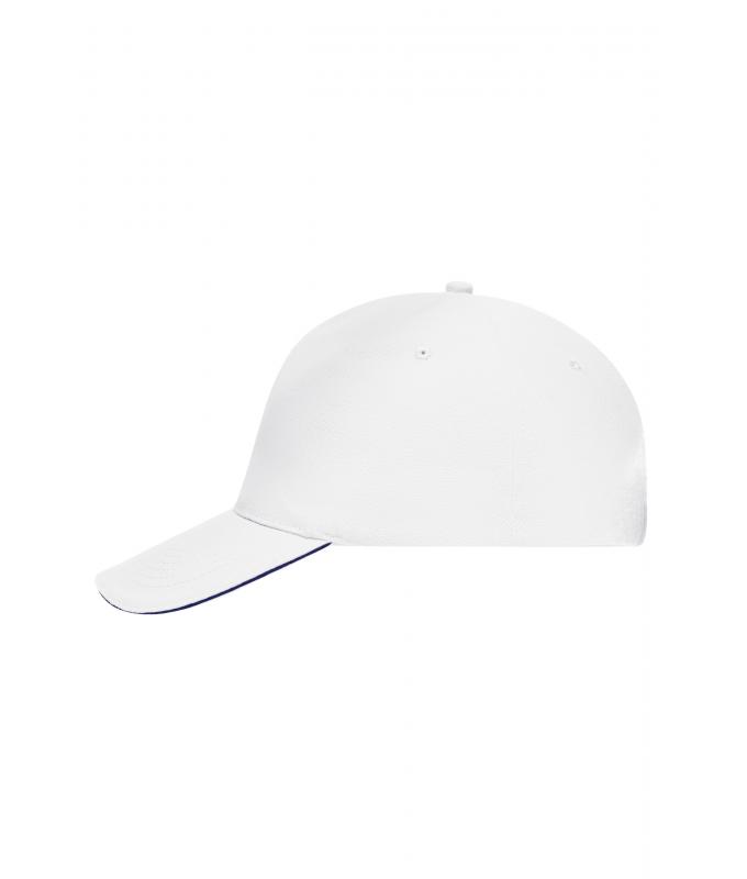 Unisex 5 Panel Sandwich Cap Wit/navy 7593