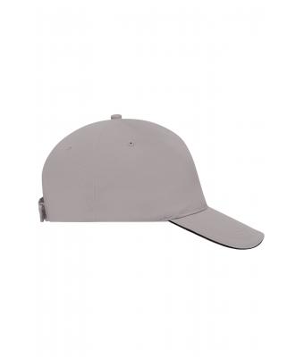 Unisex 5 Panel Sandwich Cap Lichtgrijs/zwart 7593