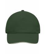 Unisexe Casquette sandwich 5 panneaux coton brossé Vert-foncé/naturel 7593